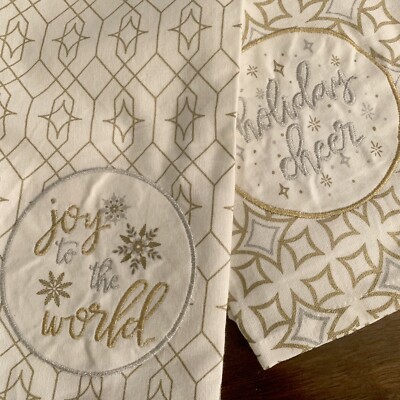 Design Imports.(2) Two Embellished Holiday Kitchen Towels.100% Cotton. 18