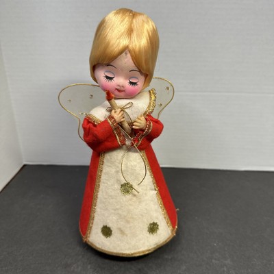 Vintage Christmas Angel Wind Up Revolving Musical Japan Silent Night-image