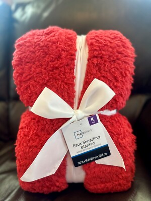 Mainstays Faux Shearling Blanket, Red, King 120