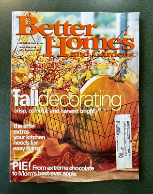 Better Homes & Gardens Magazine October 2001 Fall Decorating ~ Pie Recipes-image