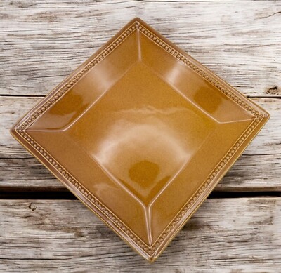 Pier 1 Imports Stoneware Dinner Plate Spice Route Ginger Square Plate 10 Inch-image