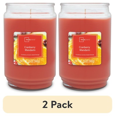 (2 pack) Mainstays Cranberry Mandarin Scented Single Wick Candle, 20 oz.-image