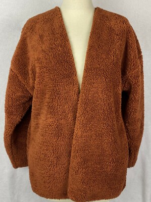 Abound Womans Open Front Cozy Soft Sweater Size XS Siena Pile Shag #21L -image