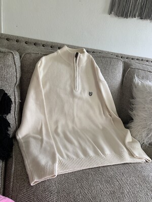 Chaps Mens Sweater Cream Color Large Button Career Cozy Comfort Casual-image