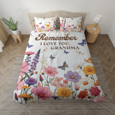Remember I Love You Bedding Set, Grandma Gift from Grandkids, Cozy Bedding Decor-image