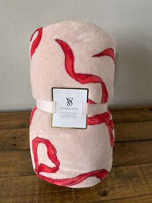 🩷VICTORIA SECRET PINK RED BOWS Throw Blanket🩷-image