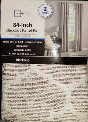 Mainstays Room Darkening Jacquard Panel Pair Curtain 37” x 84” Burgundy New-image