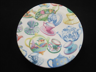 1995 Vintage DESIGN IMPORTS Melamine TEAPOTS TEACUPS Footed Trivet 7-7/8