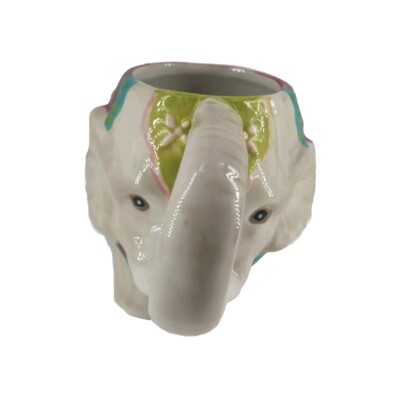 Pier One Imports Boho Ceramic Elephant Colorful Coffee Cup Mug 3D Circus Design -image