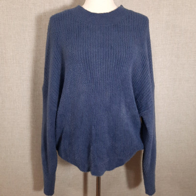 Love Tree Eyelash Fuzzy Ribbed Knit Sweater SZ Large Soft Stretch Cozy Slouchy-image