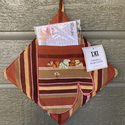 Potholder & Recipe Card Set Fall Leaves Recipe Cards Gift Set DII Design Imports-image