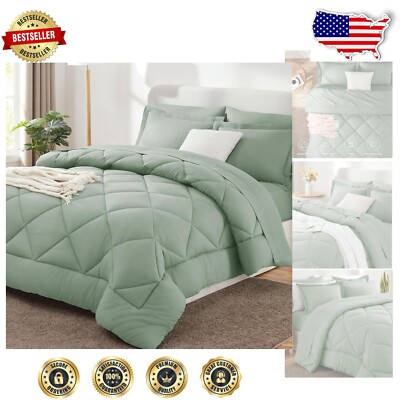 Cozy Twin Comforter Set with Deep Fitted Sheet - All Season Microfiber Bedding-image