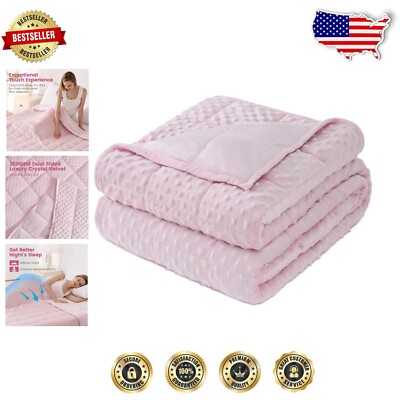 Cozy 20 lbs King Minky Dot Blanket - Breathable Crystal Velvet for All Seasons-image