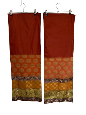 Lot Of 2 Pier 1 Imports Gorgeous Red Beaded Table Runner Orange Fall Sequin TWO-image