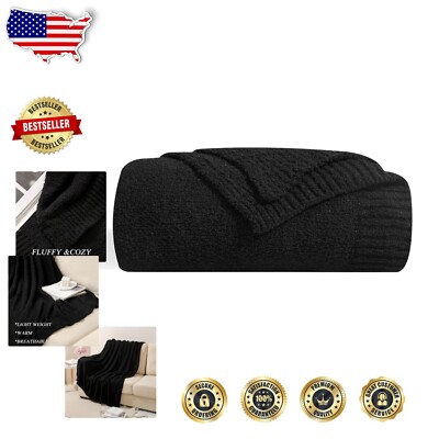 Premium Comfort Fluffy Throw Blanket - 60x80 Cozy Black Fleece for Pets & Kids-image