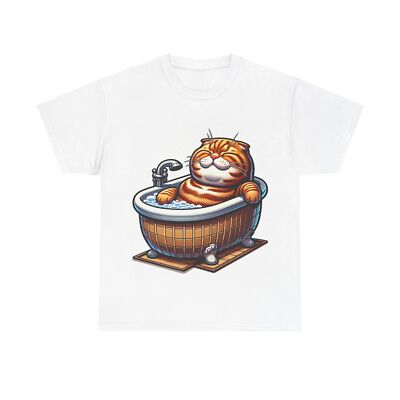 Cozy Comfort Tee: Scottish Fold’s Bathtime Bliss-image