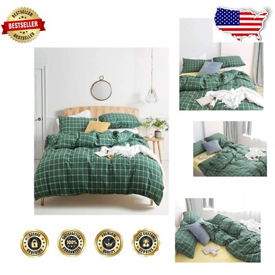 All-Season Green Buffalo Plaid Comforter Set - Full Size for Stylish Rooms-image