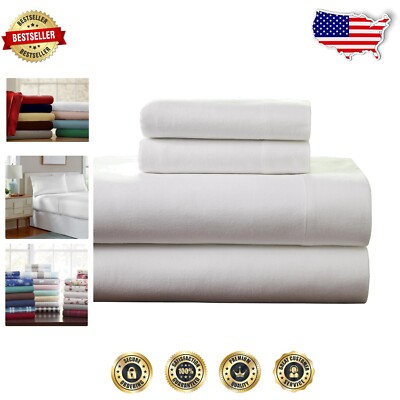 Oversized White Flannel King Sheet Set with European Closure - Cozy Comfort-image