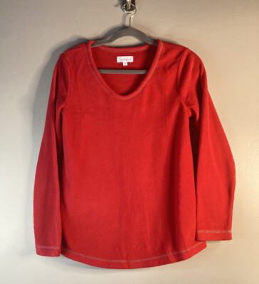 Pajamagram SM Ladies Red Fleece VNeck Plush Warm Comfort Sexy-image