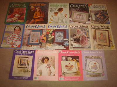 Cross Stitch Magazine LOT Book Classic Sewing Smocking Pattern Crochet 1989 1990-image