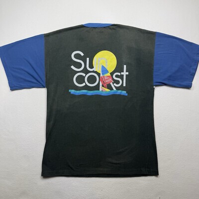 Vintage 90s Sun Coast Sailing Wind Surf Beaches Single Stitch T-Shirt Size M-image