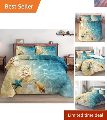 Durable Twin Comforter Set in Vibrant Ocean Theme - Ideal for -Round Comfort-image