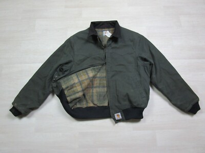 Vintage Carhartt Spruce Green Jacket Mens Size XL Santa Fe Flannel Lined USA J61-image