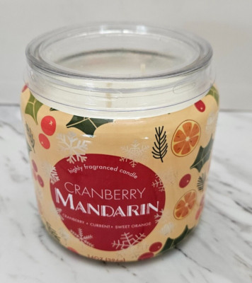 MAINSTAYS CANDLE--NEW*CRANBERRY MANDARIN*LARGE 14 OZ. MULTI-WICK WITH DUST COVER-image