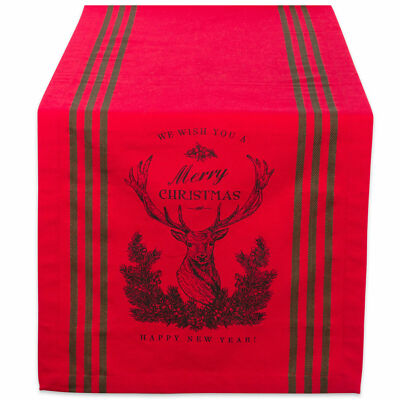 BRAND NEW IN PKG Design Imports DII Red Stag Christmas  Print Table Runner-image