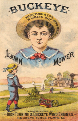 BUCKEYE LAWN MOWER *2X3 FRIDGE MAGNET* VINTAGE ADVERTISEMENT IRON TURBINE WIND-image