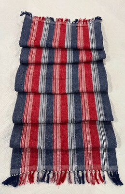 Pier One Imports Chemin De Table. Denim Striped Red, White and Blue Table Runner-image