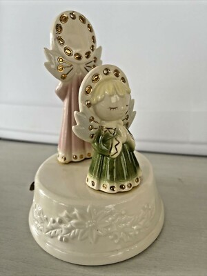 Vintage Christmas Angel Figurine Napkin Holder Praying Musical Wind Up Noel-image