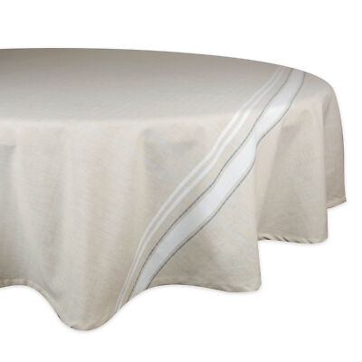Design Imports Chambray French Sripe Tablecloth - WHITE ONE SIZE-image