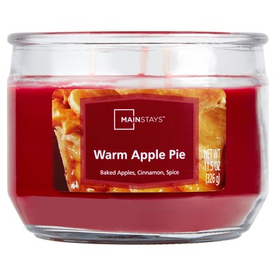 Mainstays 11.5 Ounce Warm Apple Pie 3-Wick Glass Jar Candle-image