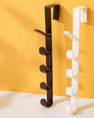 Over Door Hanger 5 Layer Hook Heavy Duty Organizer Rack Bathroom Black or White-image
