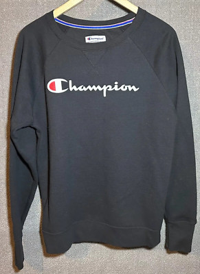 Champion Sweatshirt Pullover Black size Large Unisex Warm Cozy & Comfortable -image