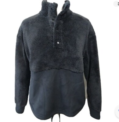 All In Motion Women's Snap Front Cozy Sherpa Pullover Sweatshirt. Black Size XXL-image
