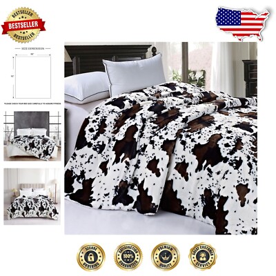 Stunning Cows Flower Faux Fur Sherpa Blanket - Soft & Cozy Comfort, 86