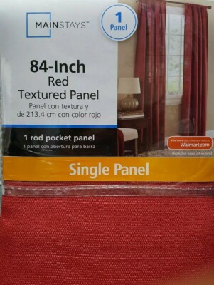 Mainstays 84-Inch Textured, Rod Pocket Red Curtain 38 Inches wide Single Panel-image