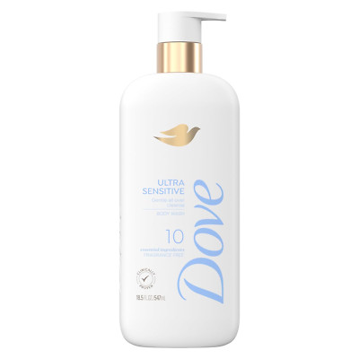 Dove Fragrance Free Body Wash Ultra Sensitive Gentle All-Over Cleanse 10 Essenti-image