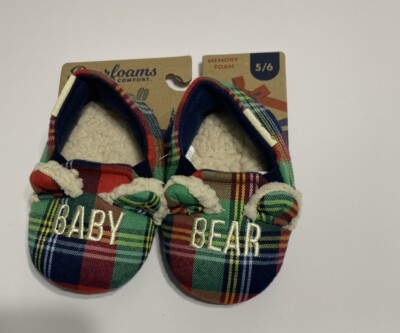 Dearfoams Infant Baby Boys/Girl's BABY BEAR Slip-on Cozy Comfort Slippers Sz 5/6-image