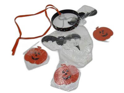 1991 Current Inc. Vintage Halloween Wind Chimes Jack-O-Lantern Pumpkin Bat Ghost-image