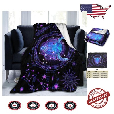 Cozy Taurus Constellation Flannel Blanket - Ideal for Indoor & Outdoor Comfort-image