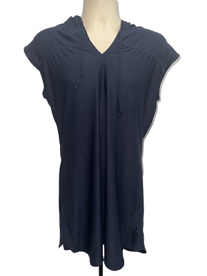 Athleta Womens No Sleeve Active Hoodie Sweatshirt Size L Blue-image