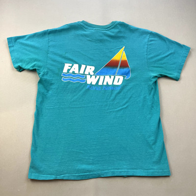 Vintage Hawaii Sail Boat T-Shirt Adult Small Teal Blue Fair Wind Kona Surf 90s-image