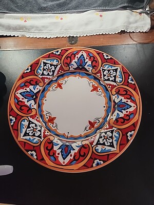 Pier 1 Imports Karina Tile Dinner Plates 11in Discontinued Colorful  Set Of 3-image