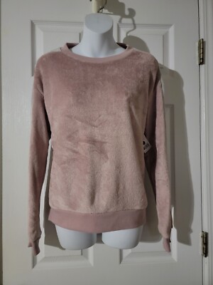 HYBRID SLEEPWEAR Sz S Pink & Gray Long Sleeve Fleece Sweater Soft & Cozy • VGUC‼-image