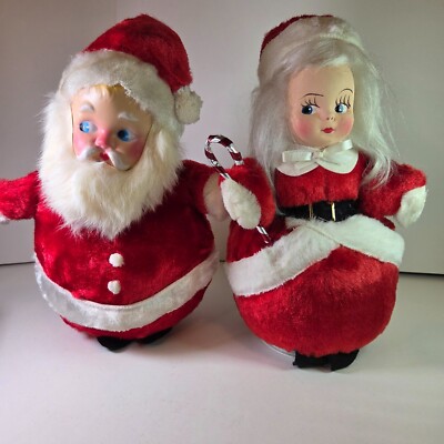 Vintage Santa & Mrs Claus Wind-up Musical Jingle Bells - see note-image