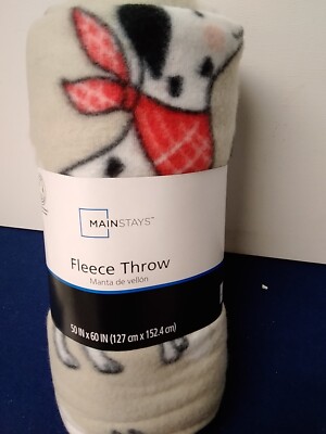 Fleece Throw Gray Dogs with Red Bandana 50X60 Inch Polyester-image