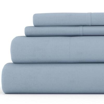 Becky Cameron Sheet Set Ultra Soft Flannel 100% Cotton Queen Light Navy (4-Pc)-image